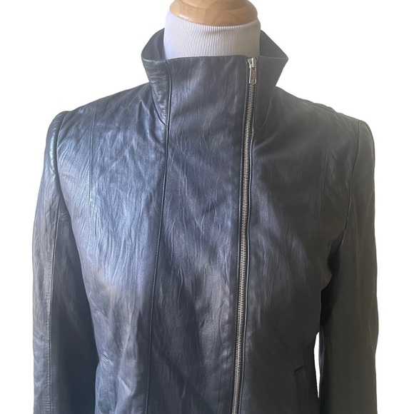 Kimberly Ovitz Black Cropped Moto Leather Jacket Size 8 - Picture 3 of 12